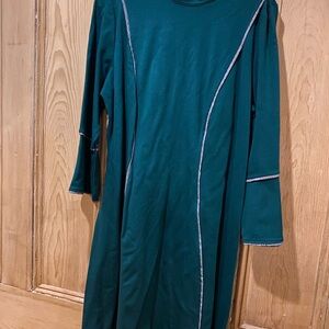 Eloquii Flare Sleeve Midi Dress w black & white accents